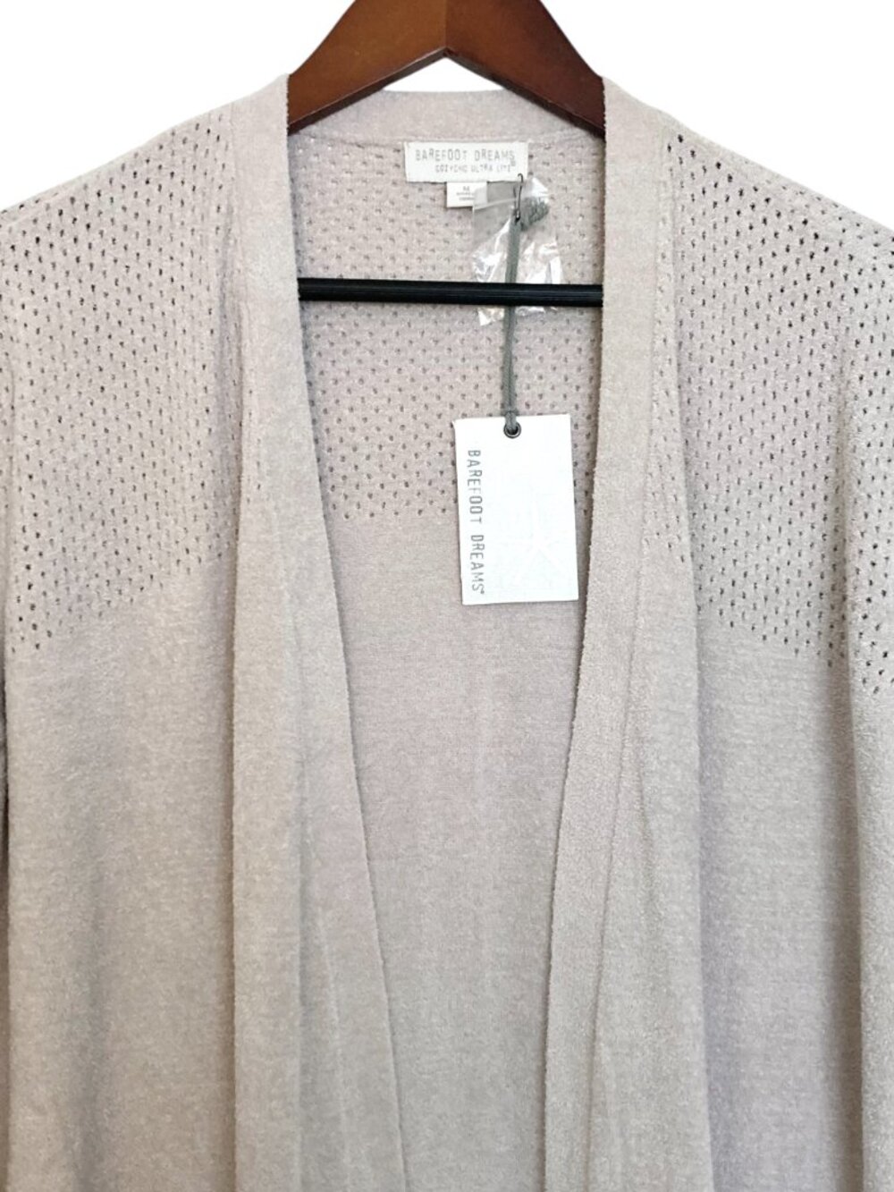 BAREFOOT DREAMS CozyChic Ultra Lite Open Stitch Cardigan Duster Size M Silver - Picture 8 of 12